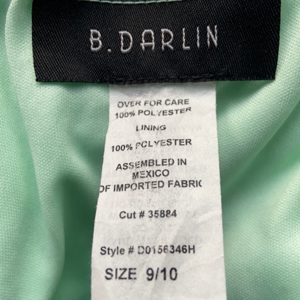 B. Darlin Ruched Beaded Mint Green Evening Gown - Picture 6 of 6